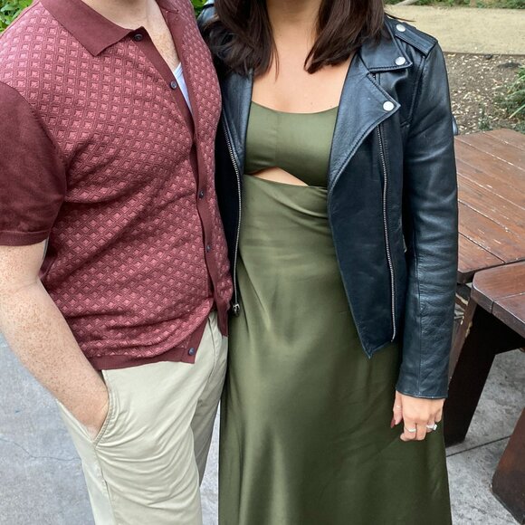 Banana Republic CUTOUT MIDI SLIP DRESS dark green - Size 10 - Picture 5 of 7